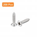 Uxcell 4x1 2 Flat Head Sheet Metal Screws 200pcs Phillips Drive Wood 304 Stainless Steel Self Tapping