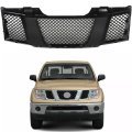 Antuko Mesh Middle Grille Front Bumper Grill Kit Assembly Gloss Black Replacement For 2005 2006 2007 2008 Frontier
