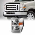Akkon Fits 2008-2014 Ford E150 E250 08-21 E350 E450 Super Duty 16-21 F650 F750 Aero Style Chrome Headlight Driver Left Side 