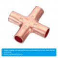 Patikil 1 4 Inch Id Copper Union Cross Pipe Fitting 2 Pack Way Welding End Feed Equal Connector For Plumbing Air Conditioning