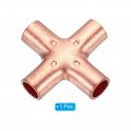 Patikil 1 4 Inch Id Copper Union Cross Pipe Fitting 2 Pack Way Welding End Feed Equal Connector For Plumbing Air Conditioning