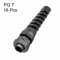 Uxcell Pg7 Cable Gland Waterproof Nylon Joint Adjustable Locknut With Strain Relief For 3-6 5mm Dia Wire 16pcs