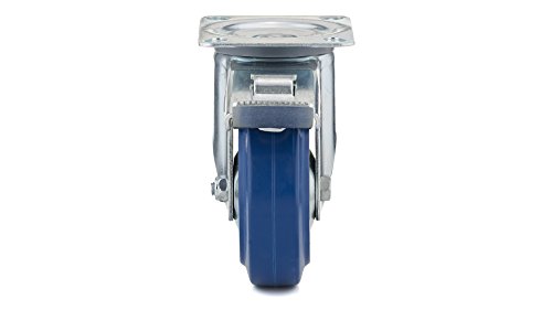 Richelieu Hardware F08336 Industrial Blue Elastic Rubber Caster Swivel With Double-lock Brake Finish