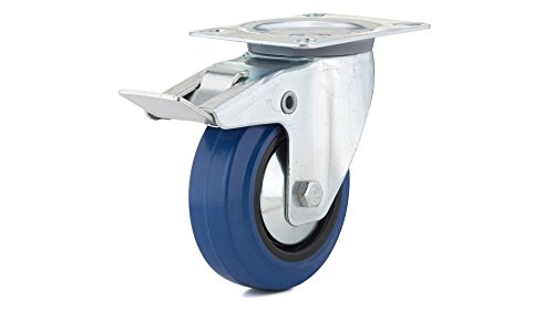 Richelieu Hardware F08336 Industrial Blue Elastic Rubber Caster Swivel With Double-lock Brake Finish