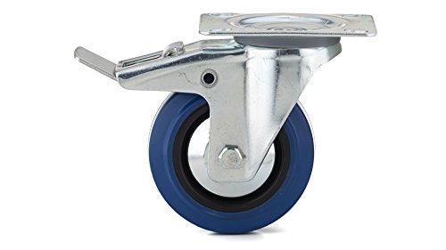 Richelieu Hardware F08336 Industrial Blue Elastic Rubber Caster Swivel With Double-lock Brake Finish