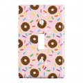 Cute Donut With Sprinkles Chocolate Icing Plastic Wall Decor Toggle Light Switch Plate Cover 