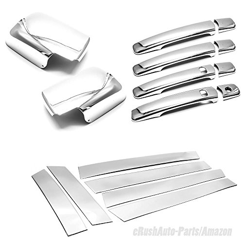 Erush Chrome Combo Set For 2008-2013 Rogue Pillar Mirror Handles With Smart Key Cutouts