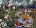 Floral Landscape Ceramic Tile Mural 17 X 12 75 Afternoon Tea For Two By John Powell Kitchen Shower Backsplash 