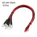Uxcell 10pcs 5mm Pre Wired Led Warm White Dc24v Clear Lens Light Emitting Diodes