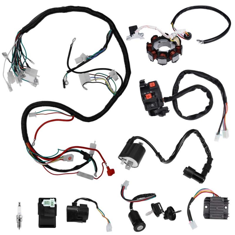 Complete Electrics Wiring Harness For Atv Quad 150cc 200cc 250cc Includes Cdi Stator And Ignition Coil Go Kart Dirt Buggy Bike