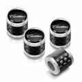 Ipick Image For Cadillac Script Nameplate On Real Carbon Fiber Barrel Black Aluminum Tire Valve Stem Caps Black Silver
