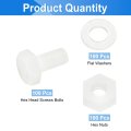 300 Pieces Nylon Hex Bolt Set M4 X 8mm Plastic Full Threaded Screws With Nuts And Flat Washers For Electronics Industrial