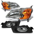 Auto Dynasty Replacement For Honda Civic Headlight Chrome Bumper Fog Light Clear Lens 7th Generation Es Em D17 