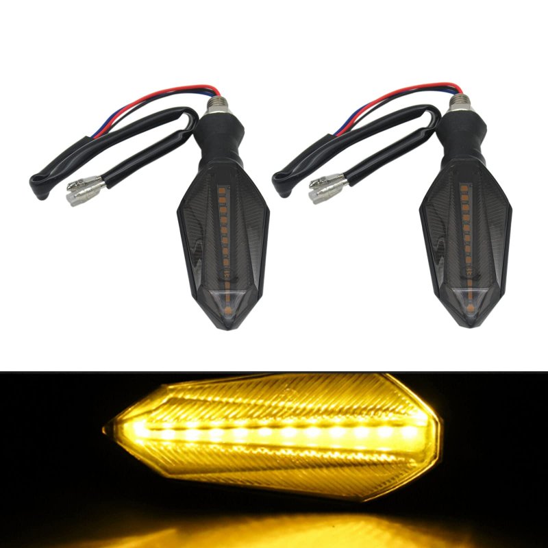 High Performance 2pcs Motorcycle 12 Led Flowing Turn Signal Light Indicator Blinker Lamp Amber