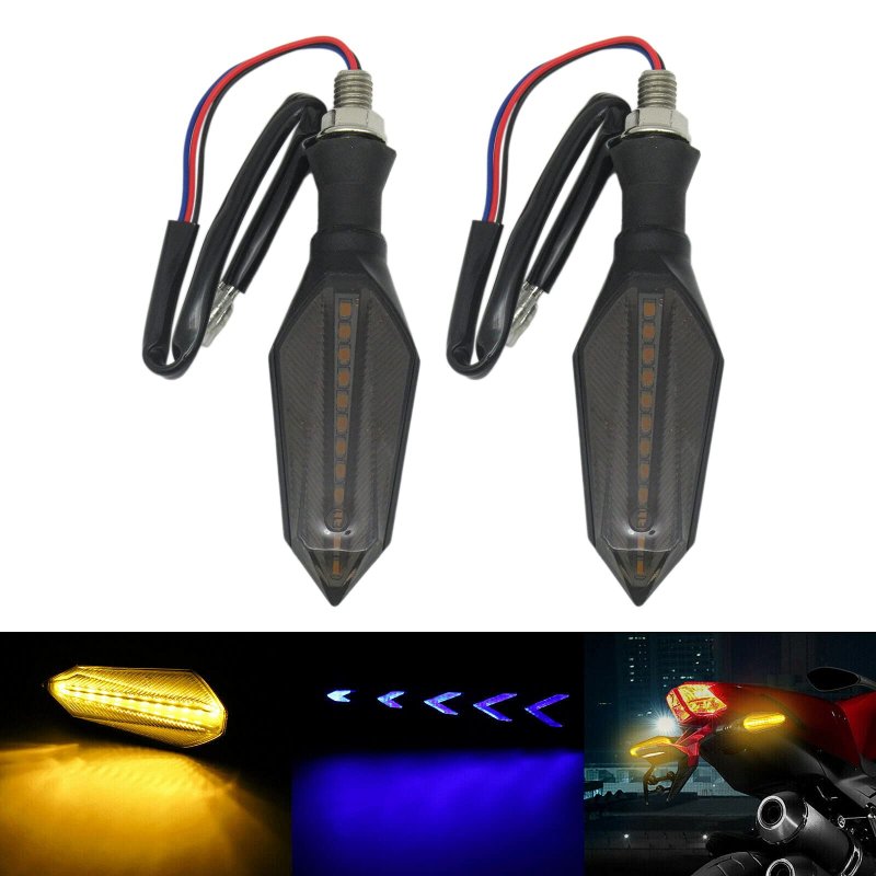 High Performance 2pcs Motorcycle 12 Led Flowing Turn Signal Light Indicator Blinker Lamp Amber