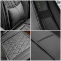 Universal Fit Pu Leather Car Seat Covers Waterproof Full Set For Suv Pickup Trucks And Sedans Black Front Rear Row With Lumbar