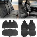 Universal Fit Pu Leather Car Seat Covers Waterproof Full Set For Suv Pickup Trucks And Sedans Black Front Rear Row With Lumbar