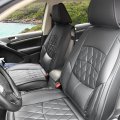 Universal Fit Pu Leather Car Seat Covers Waterproof Full Set For Suv Pickup Trucks And Sedans Black Front Rear Row With Lumbar