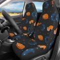 Delerain Car Seat Covers Set 2pcs Moon And Red Panda Universal Front Seats Vehicle Enterior Protector Suitable Fits Most Auto