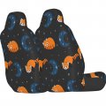 Delerain Car Seat Covers Set 2pcs Moon And Red Panda Universal Front Seats Vehicle Enterior Protector Suitable Fits Most Auto