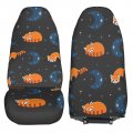 Delerain Car Seat Covers Set 2pcs Moon And Red Panda Universal Front Seats Vehicle Enterior Protector Suitable Fits Most Auto