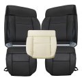 Secos 5pcs Driver Passenger Bottom Lean Back Foam Cushion Black Leather For Ford F-150 Lariat Xl Xlt Stx 2005 2006 2007 2008 