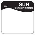 Daymark Safety Systems Movemark It0034 Day Of The Week Trilingual Removable Label Sunday 1 X 1 Black Roll 1000 