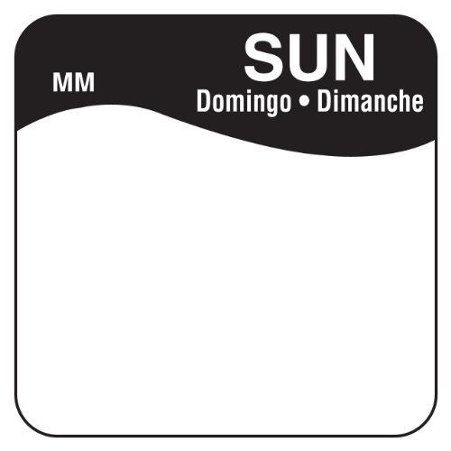 Sunday 1 x 2 DayMark MoveMark Day of The Week Trilingual Removable Label Black Roll of 1000