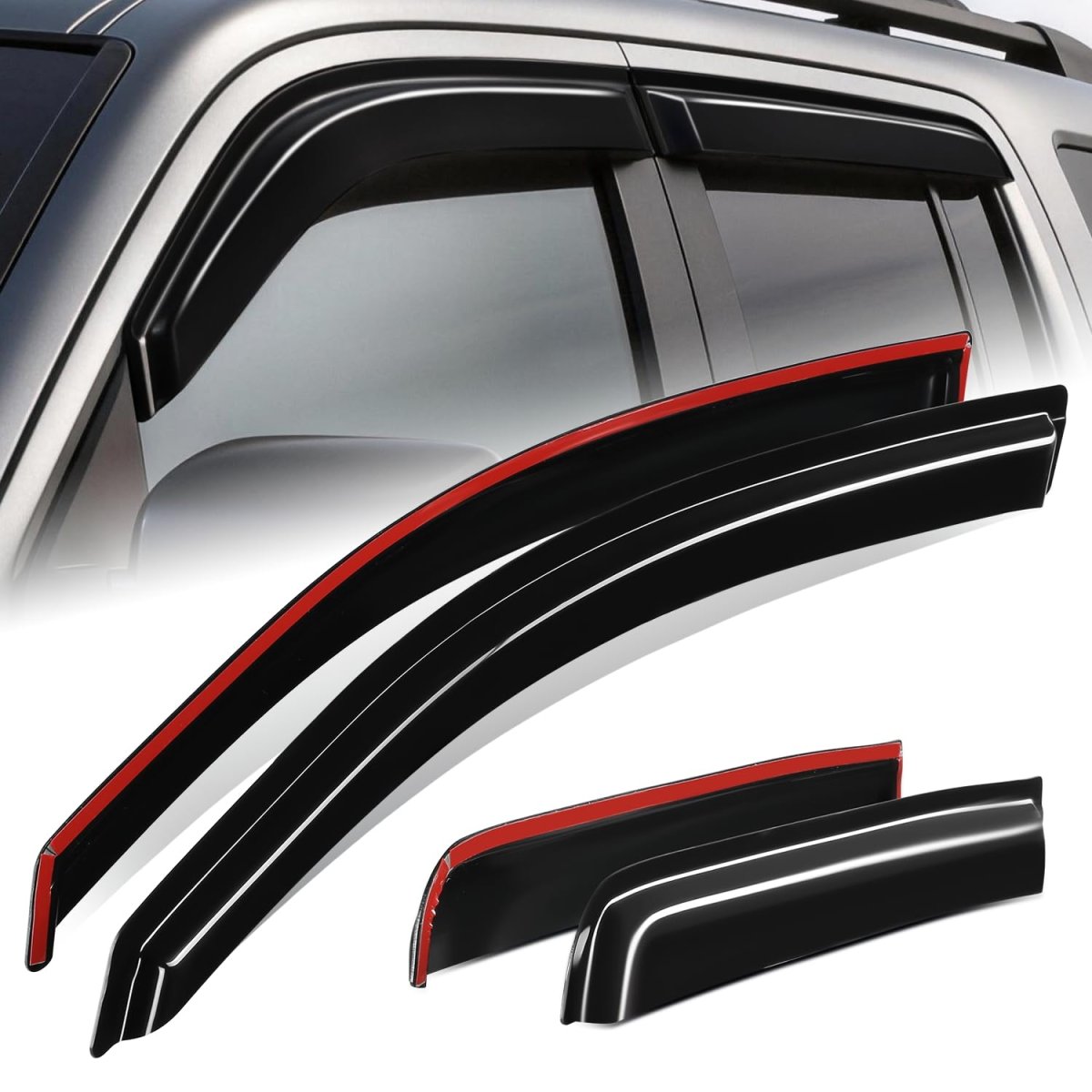 Window Rain Guards For 2017 2025 Honda Ridgeline Glossy Black Vent Visors And Wind Deflectors Set Of 4 Pieces
