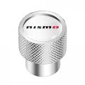 Ipick Image For Nissan Nismo In White On Shining Silver Aluminum Tire Valve Stem Caps