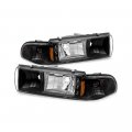 Matte Black Headlight Assembly For 1991-1996 Chevy Caprice Impala Ss Driver And Passenger Side 