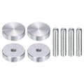4pcs Round Shape Aluminum Disc M6 Thread 25mm Diameter Circle Glass Top Adapter For Table Furniture Coffee Tables Silver 