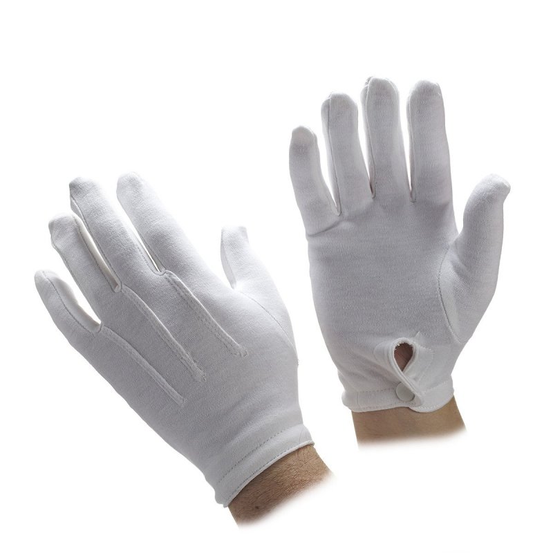 White Cotton Parade Gloves With Snap Closure Sold By Dozen Pair