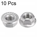 Uxcell M8 Serrated Flange Hex Lock Nuts 201 Stainless Steel 10 Pcs