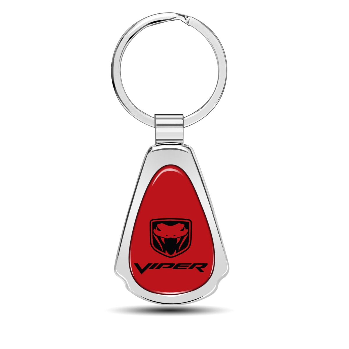 Dodge Viper On Red Dome Mirror Chrome Metal Teardrop Key Chain