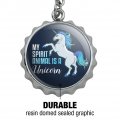 My Spirit Animal Is A Unicorn Keychain Chrome Plated Metal Pop Cap Bottle Opener