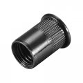 Uxcell M12 Rivet Nuts Carbon Steel Zinc-plated Knurled Flat Head Threaded Insert Nut Black 20pcs