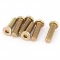 M8 X 30mm Threaded Hex Socket Head Cap Screws Bolts Bronze Tone 6 Pcs 