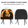 Silhouette Of Two Firemen Fighting A Huge Fire Burning Timber 2pcs Universal Car Seat Headrest Protector Covers Soft Cover