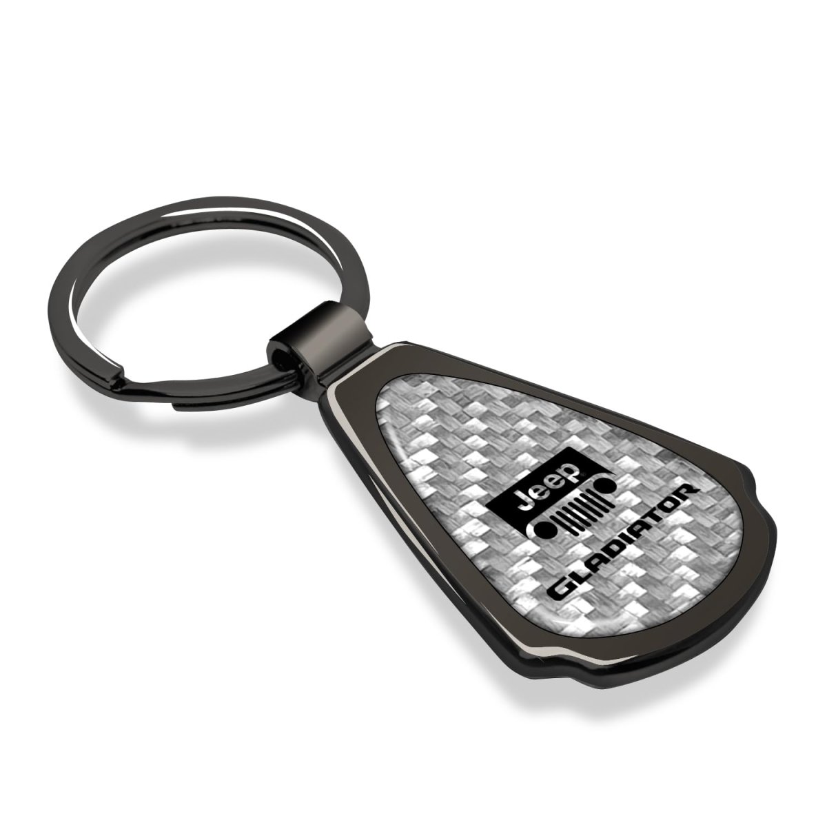 Jeep Gladiator Genuine Carbon Fiber Black Metal Teardrop Key Chain Officially Licensed Bottle Opener Pendant 2 13 In X 1 25