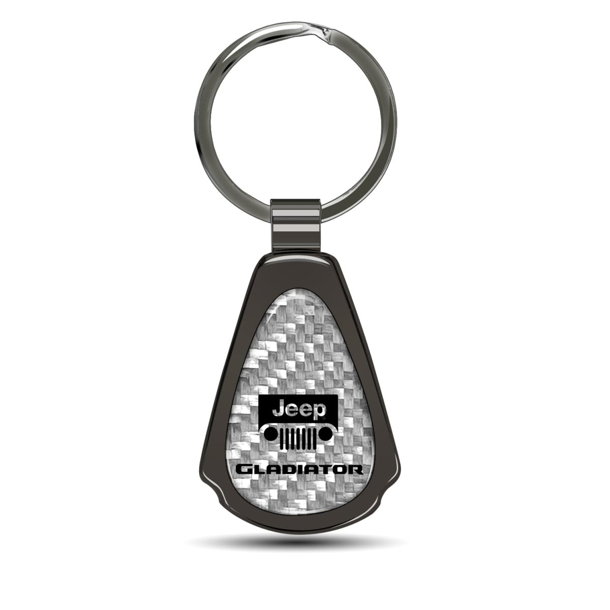 Jeep Gladiator Genuine Carbon Fiber Black Metal Teardrop Key Chain Officially Licensed Bottle Opener Pendant 2 13 In X 1 25
