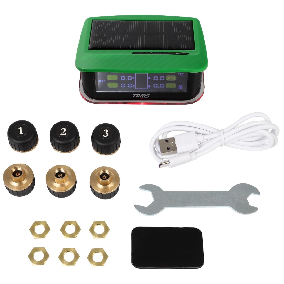 Rv Tire Pressure Monitoring System Trailer Tpms With 6 Sensors 0 To 198psi Color Lcd Display And Usb Charging For Suvs Mpvs