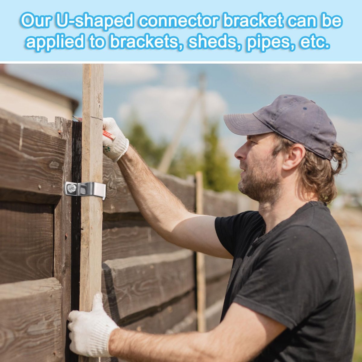 1pcs U Shaped Connector Bracket 100x100mm 304 Stainless Steel Pipe Strap Clamps For Door Shed Closed Bar Holder Strut Channel