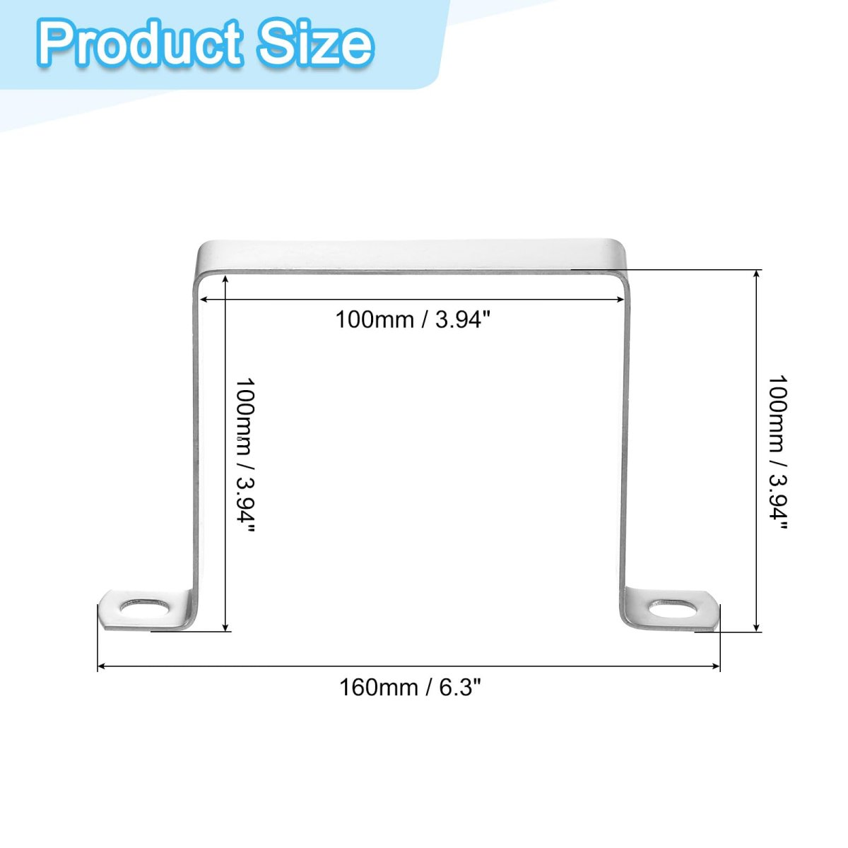 1pcs U Shaped Connector Bracket 100x100mm 304 Stainless Steel Pipe Strap Clamps For Door Shed Closed Bar Holder Strut Channel