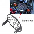 7 Motorcycle Headlight Mesh Grill Side Mount Universal Cover Mask For Cafe Racer Black