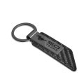 Ford Mustang 50 Years Pu Leather Carbon Fiber Texture Strap Keychain Black Metal Bar Official Licensed Accessory 3 75 In X 1