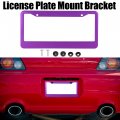X Autohaux 2pcs Aluminum Alloy License Plate Frame Cover 2 Hole For Car Front Rear Holder With Screws Caps Purple Mounting