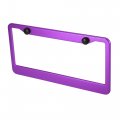 X Autohaux 2pcs Aluminum Alloy License Plate Frame Cover 2 Hole For Car Front Rear Holder With Screws Caps Purple Mounting