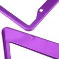 X Autohaux 2pcs Aluminum Alloy License Plate Frame Cover 2 Hole For Car Front Rear Holder With Screws Caps Purple Mounting