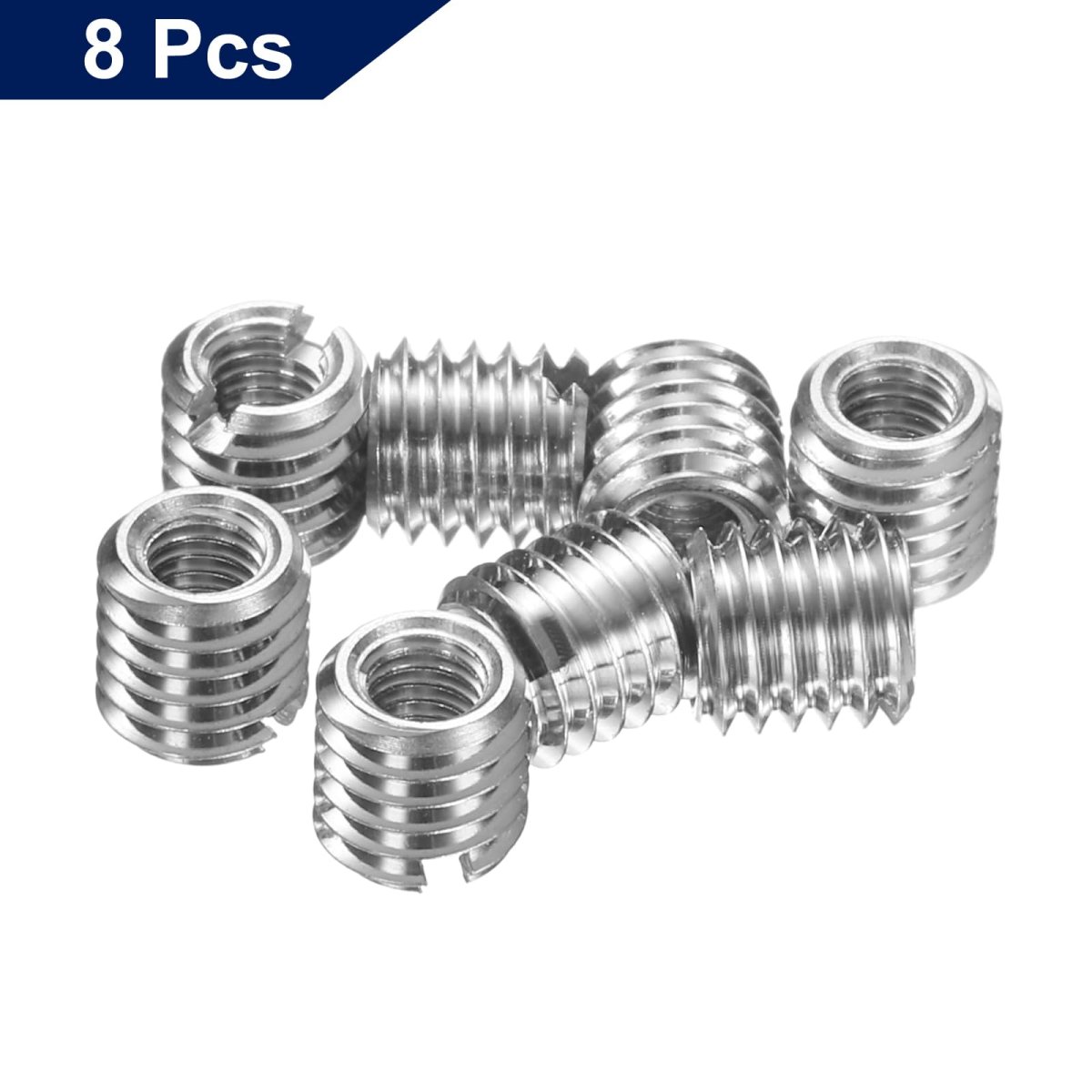 8pcs Threaded Insert Stainless Steel M3-0 5 Female To M5-0 8 Male Repair Nut 5mm Long Adapters Sleeve Reducing Thread Screw For